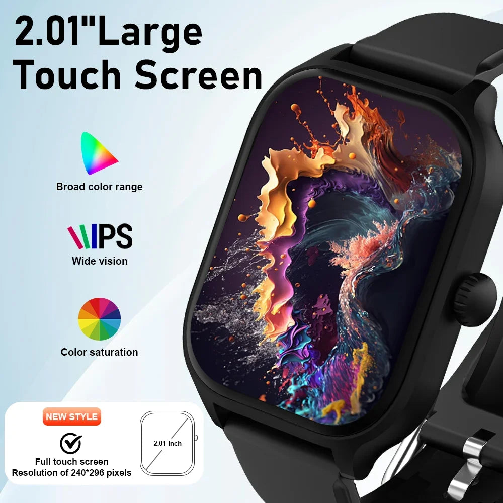 2026 New Uni-sex sports fitness Smart Watch 2.01inch HD Full Touch Screen with Bluetooth