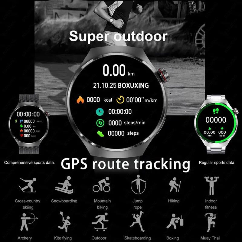 2026 New Watch 4 Pro GPS Smart Watch Men 360*360 AMOLED Screen Heart Rate Bluetooth Call IP68 Waterproof Sports Man Smartwatch