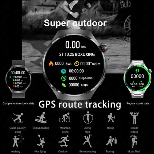 2026 New Watch 4 Pro GPS Smart Watch Men 360*360 AMOLED Screen Heart Rate Bluetooth Call IP68 Waterproof Sports Man Smartwatch