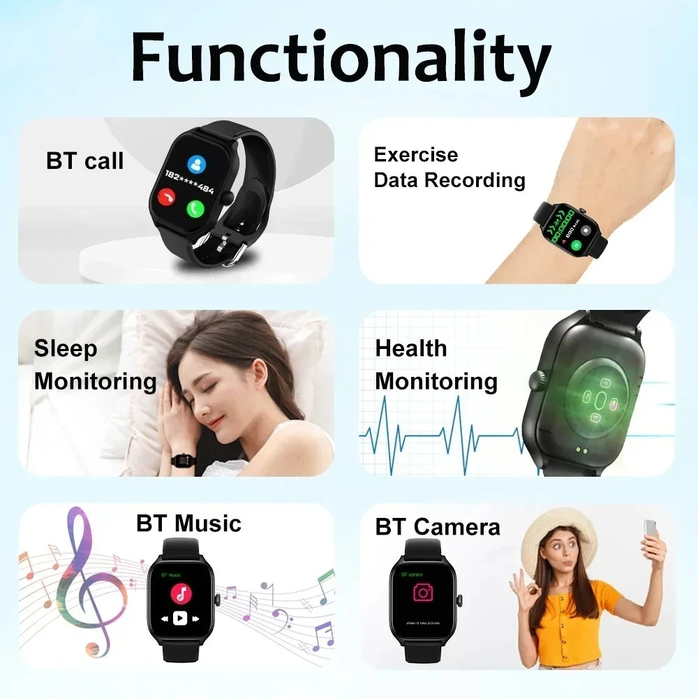 2026 New Uni-sex sports fitness Smart Watch 2.01inch HD Full Touch Screen with Bluetooth