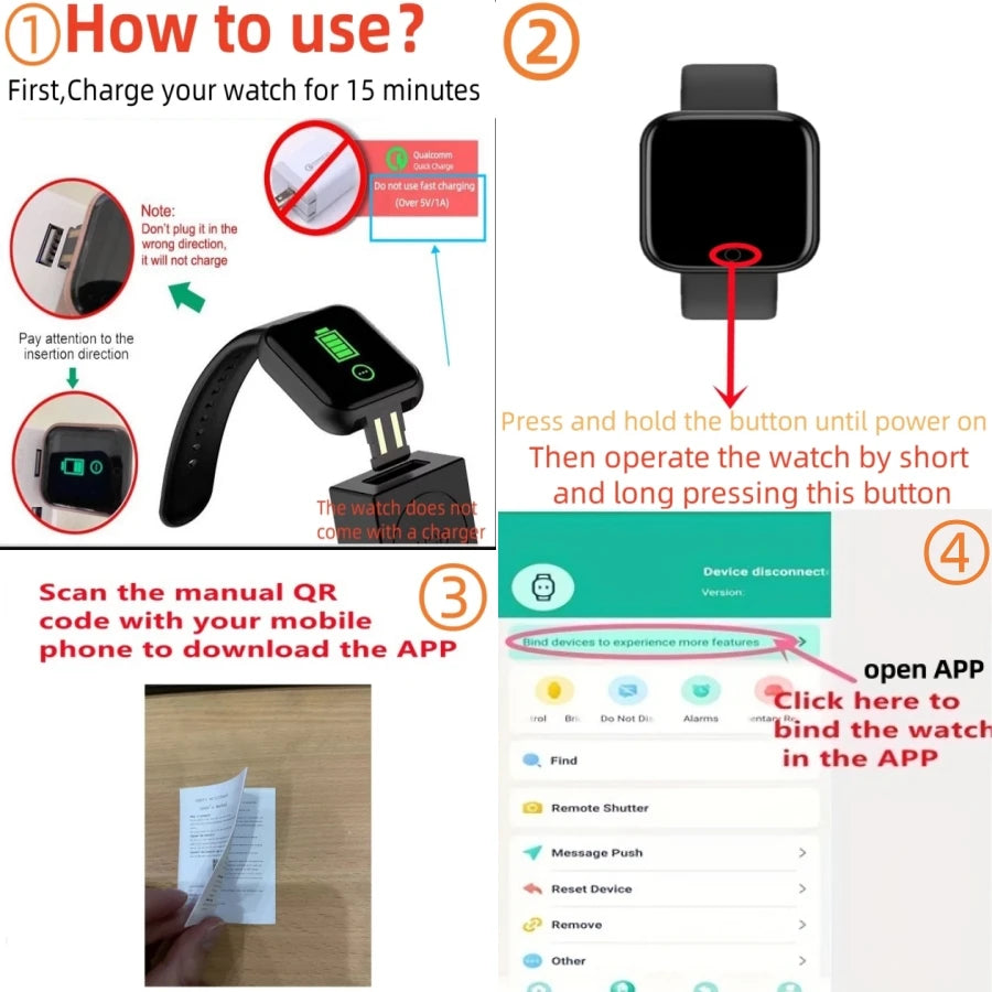 Multifunctional Fitness Smartwatch with Fitness Tracker and Notifications