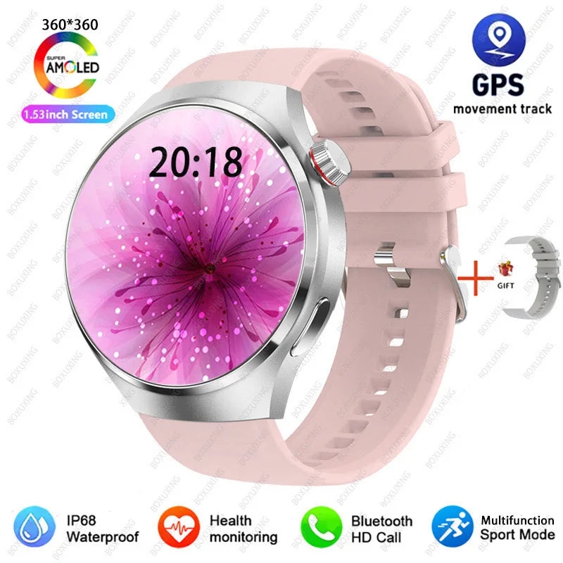 2026 New Watch 4 Pro GPS Smart Watch Men 360*360 AMOLED Screen Heart Rate Bluetooth Call IP68 Waterproof Sports Man Smartwatch
